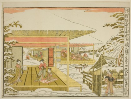 Act IX (Kudanme), from the series "Perspective Pictures of the Storehouse of Loyal..., c. 1791/94. Creator: Kitao Masayoshi.