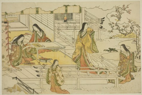 The First Calligraphy of the New Year (Kissho hajime), from the illustrated book "Colors..., c.1787. Creator: Torii Kiyonaga.