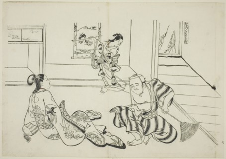 Child Attendant and Bald Tengu of Mt. Kurama (Kaburo Kurama Tengu), no. 7 from a..., c. 1716/35. Creator: Okumura Masanobu.