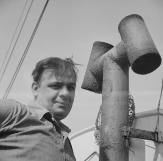 Possibly: On board the fishing boat Alden, out of Gloucester, Massachusetts, 1943. Creator: Gordon Parks.