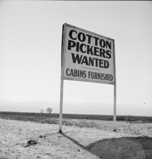 Sign on U.S. 99 main highway between Los Angeles and San Francisco, Kern County, California, 1939. Creator: Dorothea Lange.