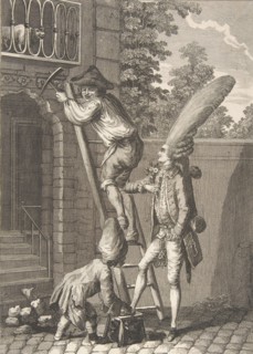 The Entry of the Baron of Caprice to the Home of Miss Favors (Entré du..., second half 18th century. Creator: Anon.
