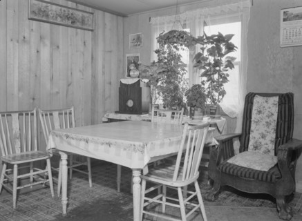 Interior of Evenson new one-room cabin, Priest River Valley, Bonner County, Idaho, 1939. Creator: Dorothea Lange.