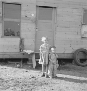 The children, seen in opening of tent in earlier photograph..., near Klamath Falls, Oregon, 1939. Creator: Dorothea Lange.