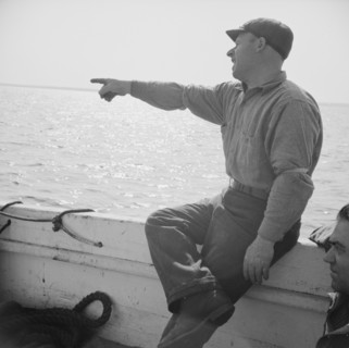 On board the fishing boat Alden out of Gloucester, Massachusetts, 1943. Creator: Gordon Parks.