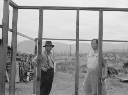 Farmer starting out on cut-over land building..., Priest River Valley, Bonner County, Idaho, 1939. Creator: Dorothea Lange.