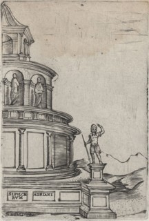 Sepulchrum (sic) Adriani, from a Series of 24 Depicting (Reconstructed) Build..., Plate ca. 1530-50. Creator: Anon.