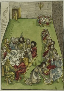 The Last Supper and Christ Washing the Feet of his Disciples, plate nine from Passio..., c.1503. Creators: Urs Graf, Johann Knobloch.