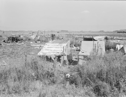 Potato pickers' camp, Tulelake, Siskiyou County, California, 1939. Creator: Dorothea Lange.