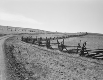 Road going up Squaw Creek Valley, leaving Ola, Ola self-help sawmill co-op, Gem County, Idaho, 1939. Creator: Dorothea Lange.