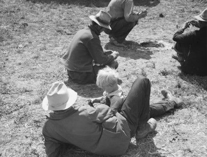 Idle migrants, foothills north of San Jose, California, 1939. Creator: Dorothea Lange.