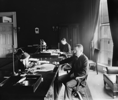 Cortelyou. Secty. Cortelyou and Barnes in office, between 1890 and 1910.  Creator: Unknown.
