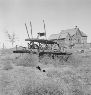 Farm machinery left on abandoned dry land farm in Columbia Basin, Grant County, Washington, 1939. Creator: Dorothea Lange.