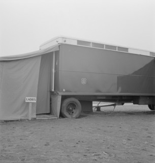 Exterior of shower unit, FSA camp, Merrill, Klamath County, Oregon, 1939. Creator: Dorothea Lange.