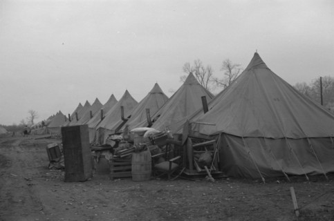 Possibly: The kitchen in the camp for white flood refugees at Forrest City, Arkansas, 1937. Creator: Walker Evans.