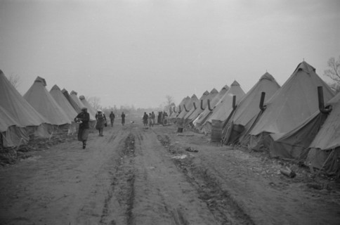 Possibly: The kitchen in the camp for white flood refugees at Forrest City, Arkansas, 1937. Creator: Walker Evans.