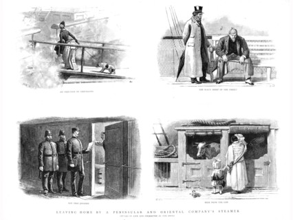 ''Leaving Home by a Peninsular and Oriental Company's Steamer; Studies of Life and...', 1890. Creator: Unknown.