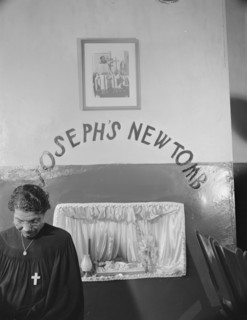 A disciple of the St. Martin's Spiritual Church keeping vigil at Saint..., Washington, D.C., 1942. Creator: Gordon Parks.