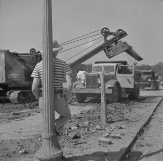 Preparing the ground for the construction of emergency buildings..., Washington, D.C, 1942. Creator: Gordon Parks.