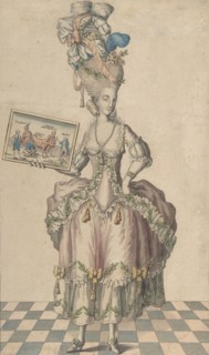 Robe à la Circassienne Garnie à la Chartres: la Coëffure de meme, Avec le Tableau des Eve..., 1770s. Creator: Anon.