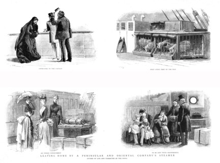 ''Leaving Home by a Peninsular and Oriental Company's Steamer; Studies of Life at the Docks', 1890.