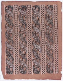 Sheet with four borders with a garland of acanthus leaves and flowers, late 18th-mid-19th century.