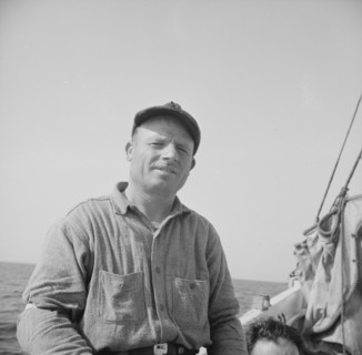 On board the fishing boat Alden out of Gloucester, Massachusetts. Frank Mineo, owner and skipper.