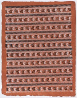 Sheet with ten borders with floral patterns on orange background, late 18th-mid-19th century.