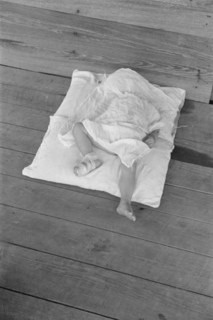 Squeakie asleep (Othel Lee Burroughs). Child of a Hale County, Alabama cotton sharecropper.