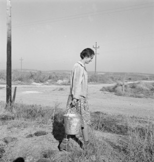 Mrs. Bartheloma hauls water from irrigation ditch. Nyssa Heights, Malheur County, Oregon.