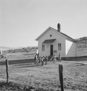 School attended by children of members of Ola self-help sawmill co-op. Gem County, Idaho.