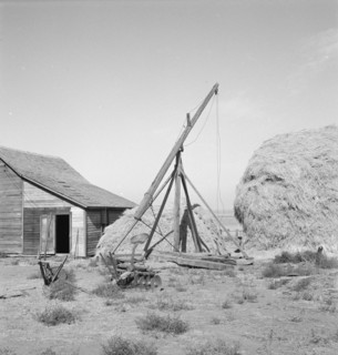 Type of hay derrick characteristic of Oregon landscape. Irrigon, Morrow County, Oregon.