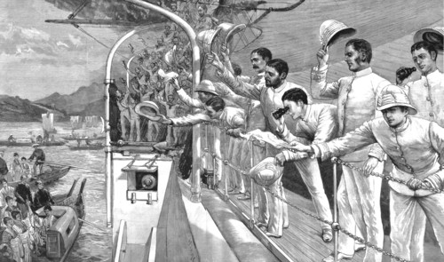 ''Good-bye to Japan--Homeward bound from the East; H.M.S Audacious leaves Japan', 1890.