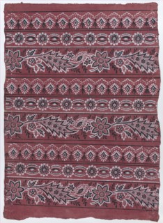 Sheet with three borders with paisley and floral patterns, late 18th-mid-19th century.