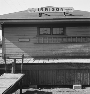 Detail of old railroad station. Small farming town, population 108. Irrigon, Oregon.