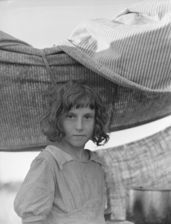 Migratory child in camp at end of day. Bean pickers' camp near West Stayton, Oregon.