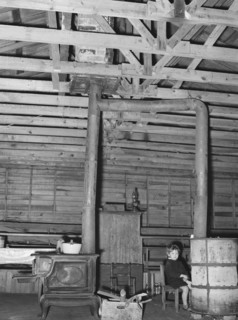 Stoves in former country church now used as residence. Near Laurel, Mississippi.
