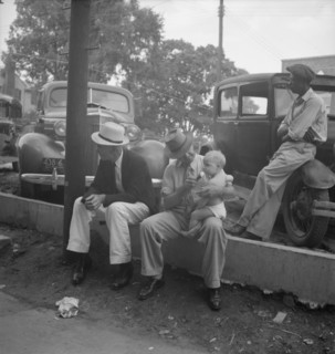 Chatham County farmers in town on Saturday afternoon. Pittsboro, North Carolina.