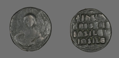 Anonymous Follis (Coin), 976-1028, attributed to Basil II and Constantine VIII.