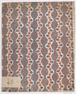 Sheet with overall vine and criss-cross pattern, late 18th-mid-19th century.