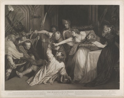 Mary, Queen of Scots witnessing the murder of David Rizzio, January 1, 1791.