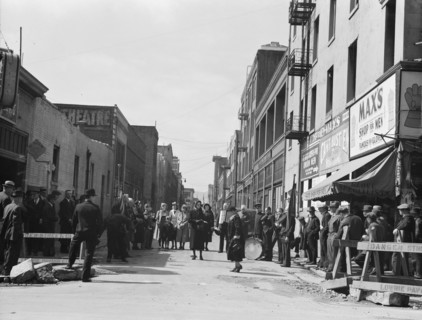 Salvation Army, San Francisco, California. General view of army and crowds.