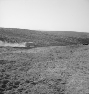 The school bus leaves the flat at eight thirty a.m. Malheur County, Oregon.