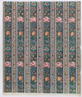 Sheet with a six borders with floral garlands, late 18th-mid-19th century.