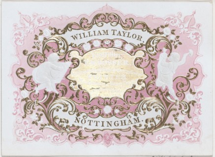 Trade Card for William Taylor, Engraver, Embosser & Printer, 19th century.