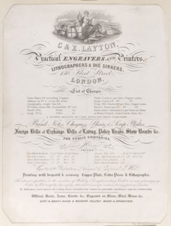 Trade Card for Charles and Edwin Layton, Engravers and Printers, ca. 1800.