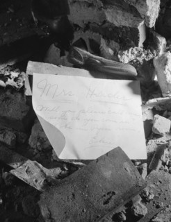 Washington, D.C. A note left in a wrecked house on Independence Avenue.