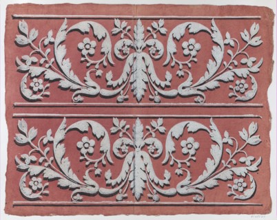 Sheet with two borders with rinceau motif, late 18th-mid-19th century.