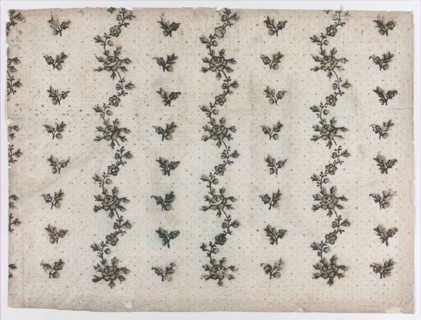 Sheet with overall dot and floral pattern, late 18th-mid-19th century.