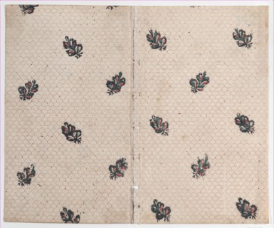 Sheet with overall dot and floral pattern, late 18th-mid-19th century.